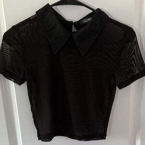 Dolls Kill X Widow Black Mesh Collared Top
